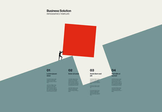 Business Solution Infographic Template with Achievement Minimal Illustration