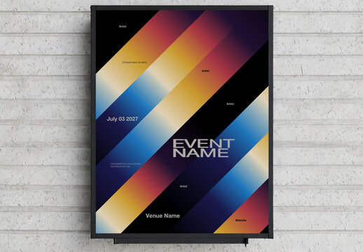 Festival Event Party Poster Template with Retro Gradients