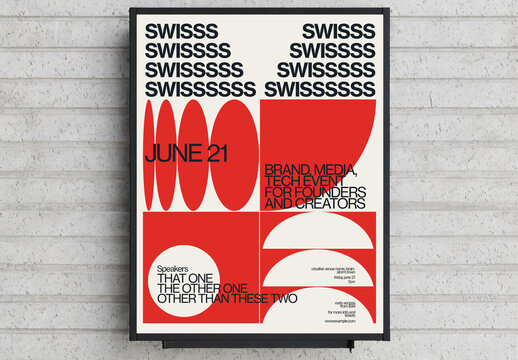 Party and Brand Media Event Poster Template in Geometric Swiss Design
