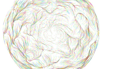 Detailed abstract sphere formed by colorful flowing lines, symbolizing motion and creativity © vegefox.com
