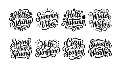 Seasonal Greetings Handwritten Typography Designs With Floral And Weather Elements © SHOFIQUL