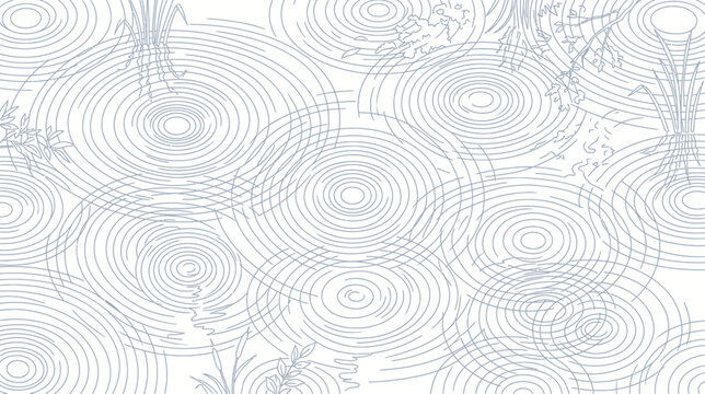 Abstract Ripples on Water Surface with Subtle Plant Elements - Minimalist Pattern Background