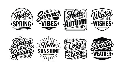 Seasonal Greetings Vintage Style Text Designs With Transparent Background © SHOFIQUL
