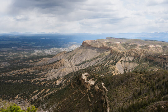 Scenic lookout over Montezuma Valley and Cortez at Mesa Verde National Park, Colorado,