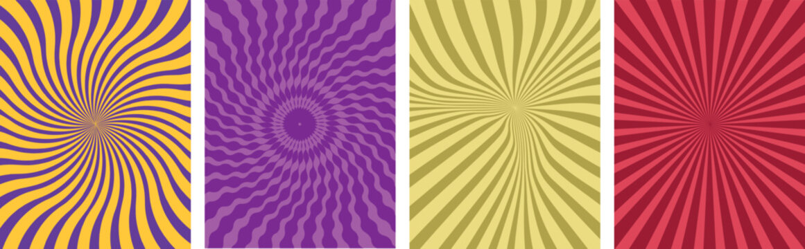 Collection of sunburst and radiant sun ray background patterns.