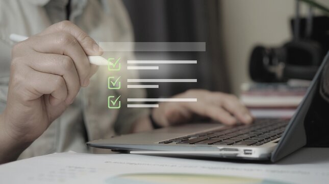 Digital checklist on laptop for task management