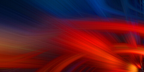 Abstract fractal light waves background with vibrant red blue orange and purple streaks. © Md