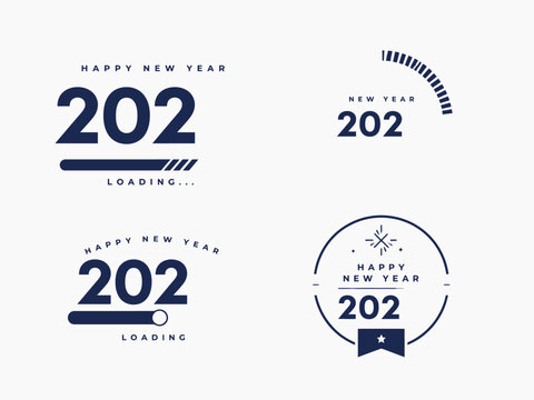 Collection of four minimalist 2022/2023 happy new year loading