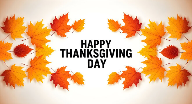 Happy Thanksgiving Day. Autumn leaves decoration
