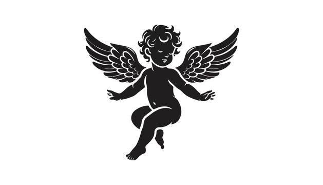 Cherub angel cupid silhouette graphic icon design with silhouette