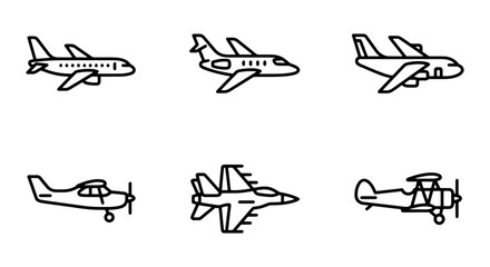 Airplane Icons Set, Aviation Vector Graphics, Aircraft Symbols Collection © Abdur