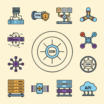Software Defined Network Icons.