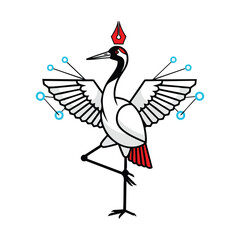 Obraz premium Stylized Japanese Red Crowned Crane.