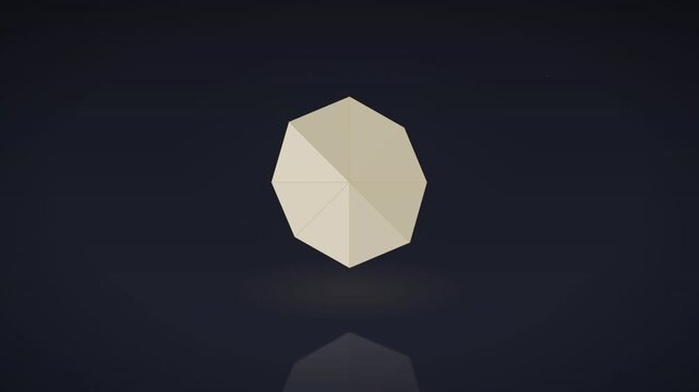Abstract 3D animation of a white geometric origami shape folding and morphing into various forms on a dark reflective background.