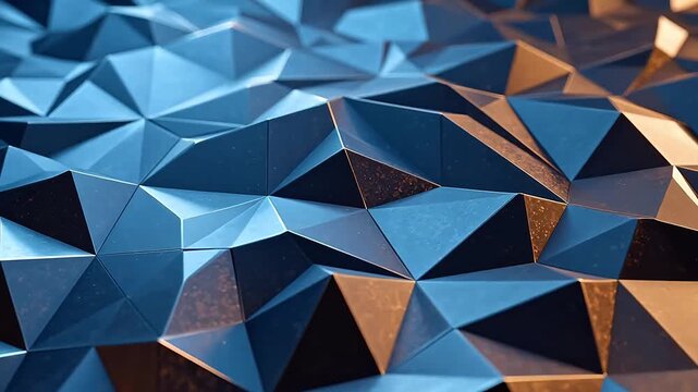 Abstract blue and gold geometric surface