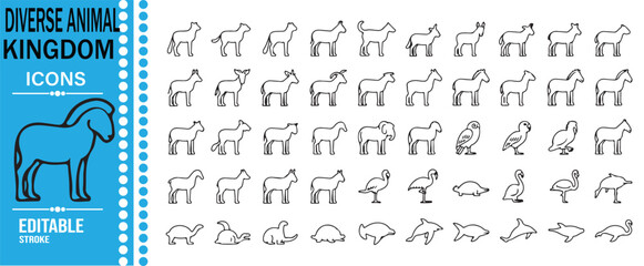 Editable Dinosaur Kingdom Vector Icons in Minimal Outline Style © SANTI
