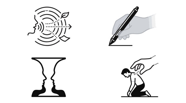 Subliminal Influence and Persuasion Line Art Vector Icons