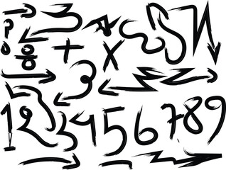 Obraz premium Brushstroke Arrows and Symbols on White Background