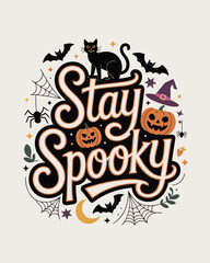 Fototapeta premium Halloween themed graphic design with spooky text and Halloween symbols