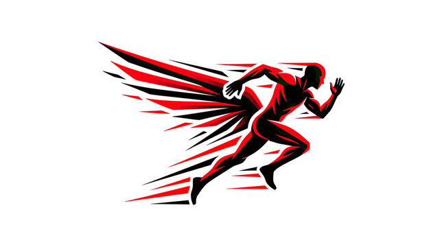 Dynamic Runner Silhouette with Speed Streaks - Sport, Fitness, Motivation