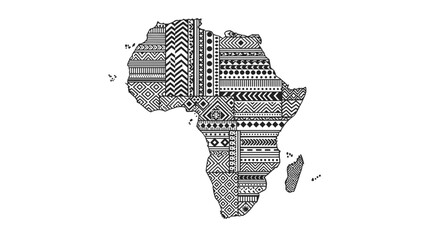 African Continent Map with Tribal Geometric Patterns © Risma