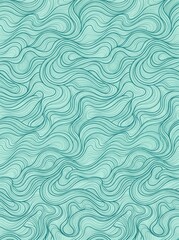 Abstract Teal Organic Line Wave Seamless Pattern