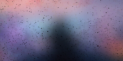 Abstract space background with dark particle dispersion and soft purple nebula lighting. © Md