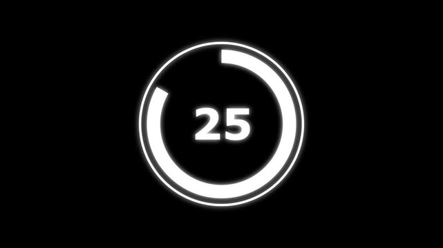 futuristic blue neon countdown timer from 30 to 0 with circular motion. 30 second countdown timer animation with neon number text glowing from 30 to 0 with interesting circle animation.