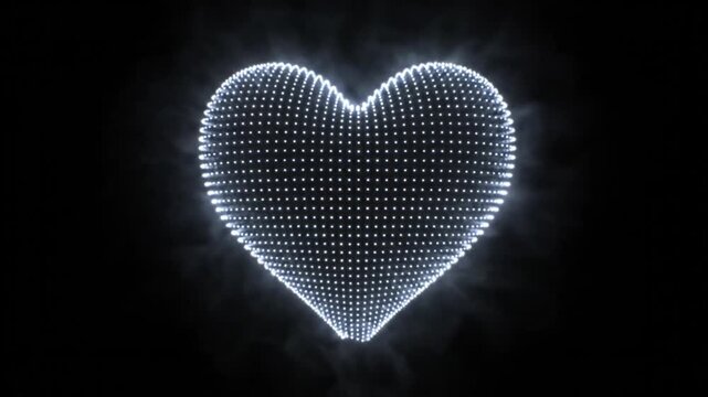 A glowing heart shape formed by digital light particles in space