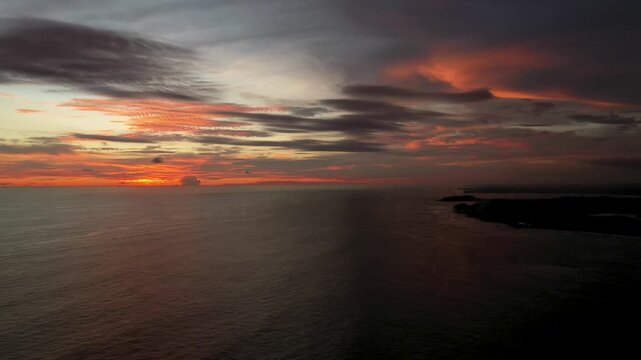 Cinematic Aerial Sunset Over Polhena Coastline, Sri Lanka