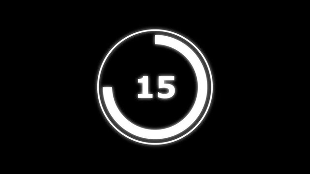 futuristic blue neon countdown timer from 20 to 0 with circular motion. 20 second countdown timer animation with neon number text glowing from 20 to 0 with interesting circle animation.