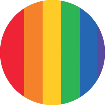 Circular rainbow flag with six distinct color stripes representing pride