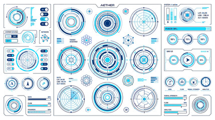 Futuristic HUD Interface Elements, Sci-Fi UI Design, Digital Technology Display © khimsa