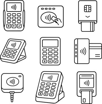Contactless payment terminal and card reader outline set
