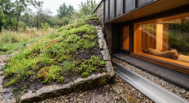 Green Roof Detail Over Earth Berm Climate House