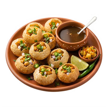 Pani puri indian street food on a plate