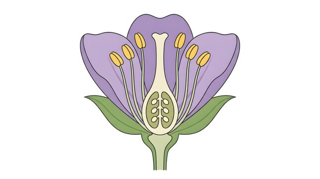 Cross-section diagram of a flower structure showing anatomy and reproduction parts