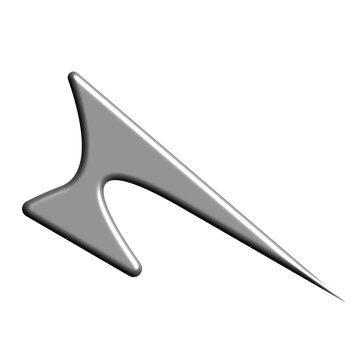 Futuristic Metallic Grey Arrow Element with Transparent Background