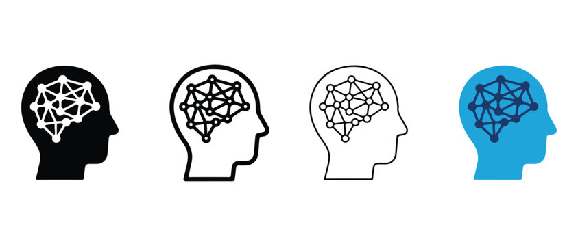heads with neural networks inside  human brain with connections and nodes  intelligence and thinking concept