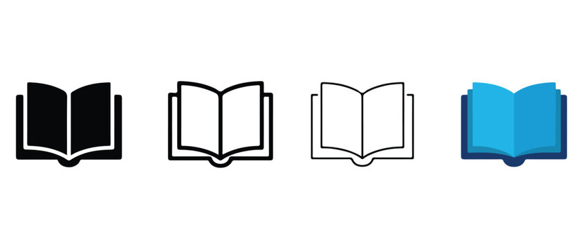 open book icons in different colors and styles for reading and education concepts  simple illustrations