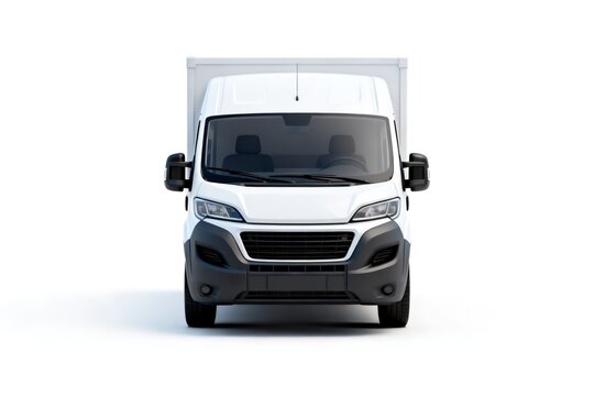 Front view of a white delivery van