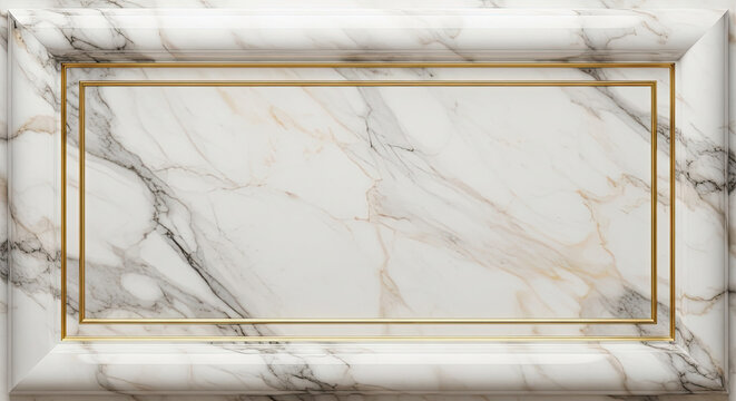 Marble frame with gold accents, empty central space, rectangular shape.