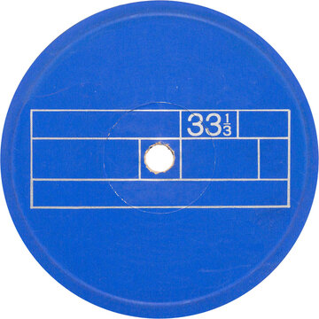 Vinyl vintage blue label, realistic photography, png isolated on transparent background for graphic design