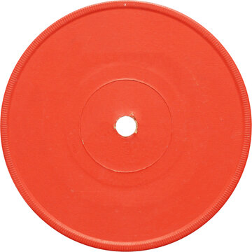 Vinyl vintage orange label, realistic photography, png isolated on transparent background for graphic design