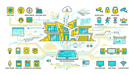 Smart Home Technology Network - Modern House Connected Devices © Jepe