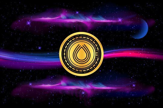 serum-srm cryptocurrency logos on digital background. 3d illustrations.