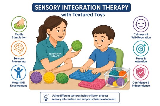 Child Exploring Textured Toys During Sensory Integration Therapy