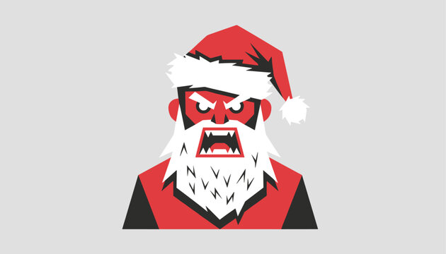Angry Santa Claus character in flat design vector illustration
