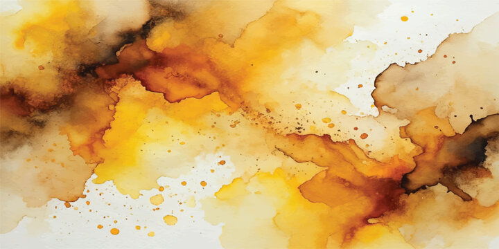 Abstract watercolor background with artistic yellow and brown ink bleeds watercolor abstract background artistic creative dripping overflow ethereal backdrop composition sprinkle