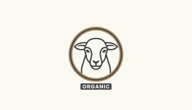 Organic sheep head icon inside circular label